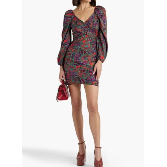 Veronica Beard 'Bellino' Silk-Blend Jacquard Mini-Dress, Flame Red Multi - Picture 1 of 3